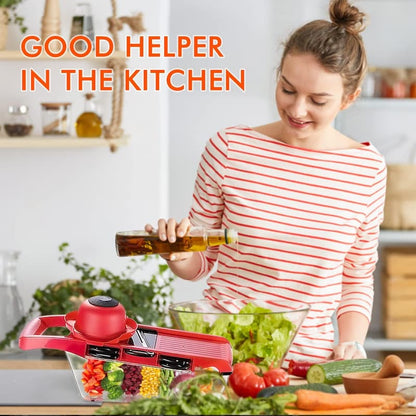 10 in 1 Mandoline Slicer Vegetable Cutter – Stainless Steel Blades, Manual Peeler, Carrot & Cheese Grater, Dicer Kitchen Tool