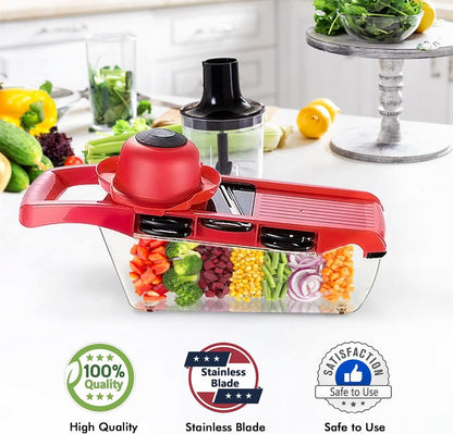 10 in 1 Mandoline Slicer Vegetable Cutter – Stainless Steel Blades, Manual Peeler, Carrot & Cheese Grater, Dicer Kitchen Tool