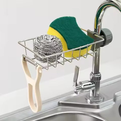 Stainless Steel Adjustable Multifunctional Kitchen Faucet Sponge Holder  Durable & Convenient Storage Solution