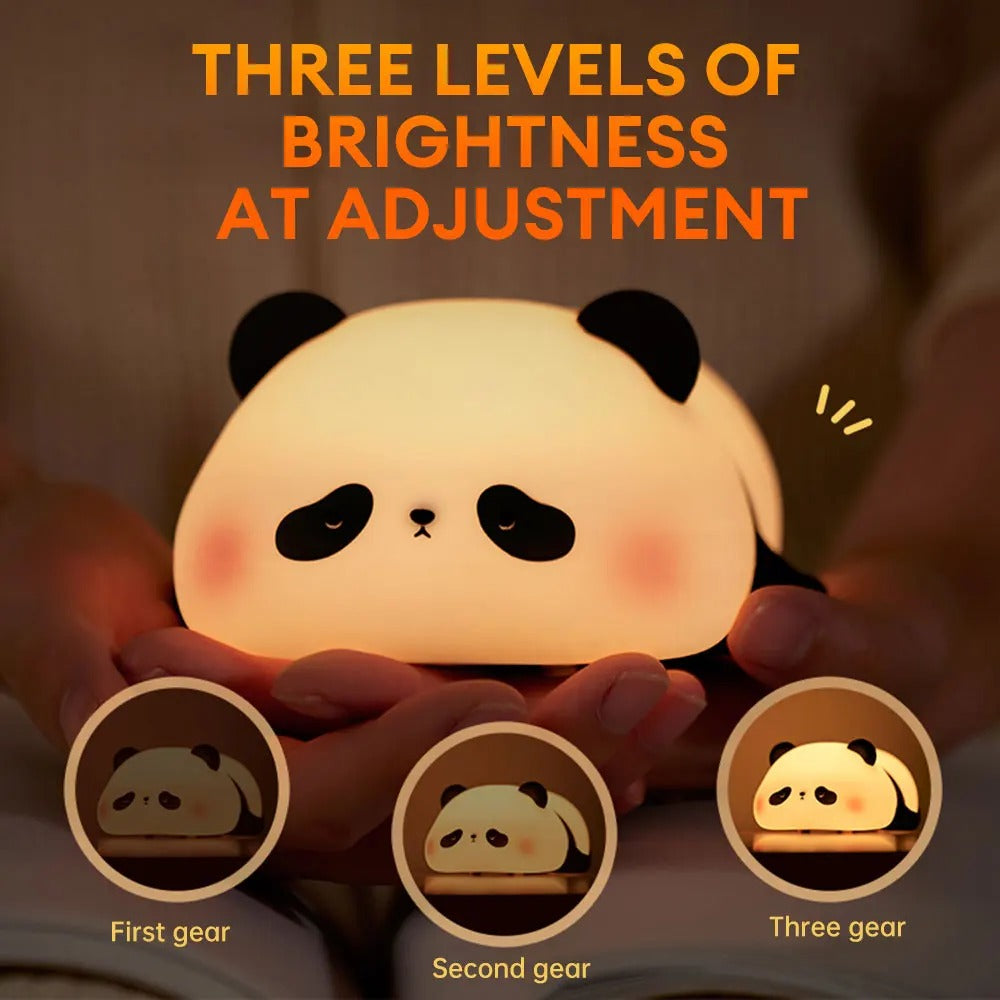 RGB Panda Lamp  Cute Rechargeable Sleeping Panda Night Light with Seven Color Changing Modes, Silicone Nursery Lamp