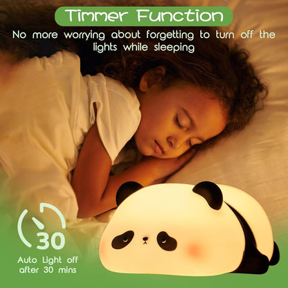 RGB Panda Lamp  Cute Rechargeable Sleeping Panda Night Light with Seven Color Changing Modes, Silicone Nursery Lamp