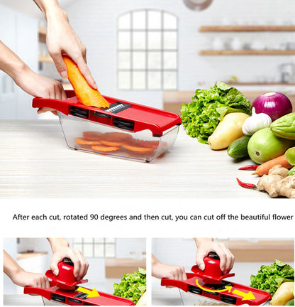 10 in 1 Mandoline Slicer Vegetable Cutter – Stainless Steel Blades, Manual Peeler, Carrot & Cheese Grater, Dicer Kitchen Tool