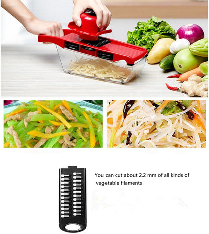 10 in 1 Mandoline Slicer Vegetable Cutter – Stainless Steel Blades, Manual Peeler, Carrot & Cheese Grater, Dicer Kitchen Tool