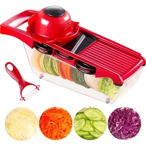 10 in 1 Mandoline Slicer Vegetable Cutter – Stainless Steel Blades, Manual Peeler, Carrot & Cheese Grater, Dicer Kitchen Tool